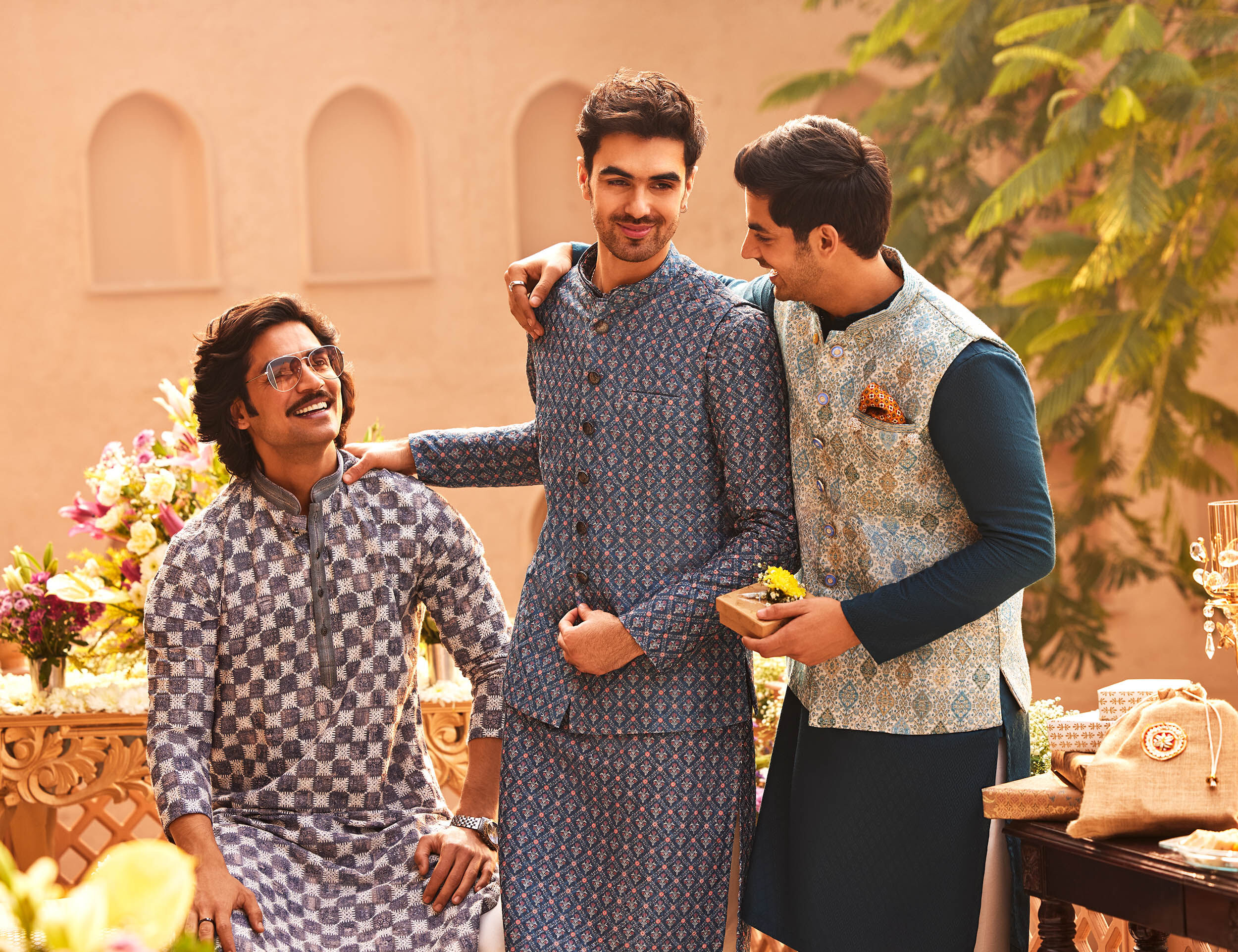 Men faunting their silk kurta pajama for wedding 